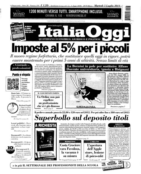 Italia oggi : quotidiano di economia finanza e politica